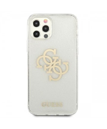 Guess GUHCP12LPCUGL4GTR iPhone 12 Pro Max 6.7" transparent hard case Glitter 4G Big Logo