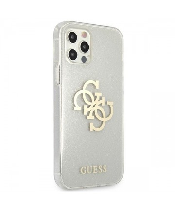 Guess GUHCP12LPCUGL4GTR iPhone 12 Pro Max 6.7" transparent hard case Glitter 4G Big Logo