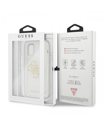Guess GUHCP12LPCUGL4GTR iPhone 12 Pro Max 6.7" transparent hard case Glitter 4G Big Logo