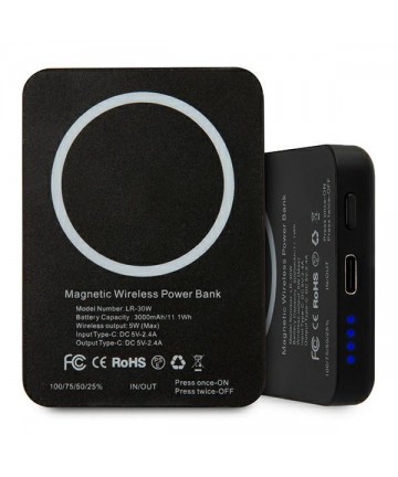 Karl Lagerfeld 3000mAh Inductive Powerbank with MagSafe - Black