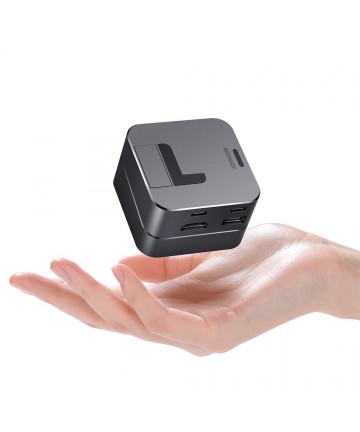 Hub Joyroom S-H121 USB-C stand - USB-A 3.0 / RJ45 / HDMI / USB-C / Thunderbolt for MacBook Pro - gray