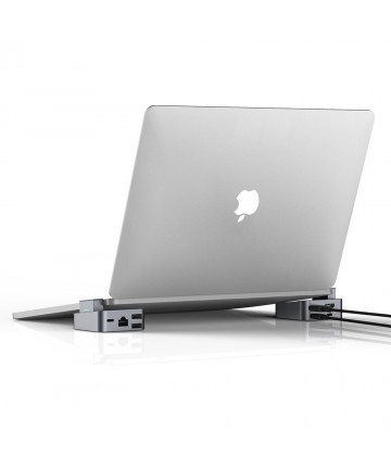 Hub Joyroom S-H121 USB-C stand - USB-A 3.0 / RJ45 / HDMI / USB-C / Thunderbolt for MacBook Pro - gray