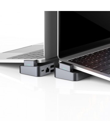 Hub Joyroom S-H121 USB-C stand - USB-A 3.0 / RJ45 / HDMI / USB-C / Thunderbolt for MacBook Pro - gray