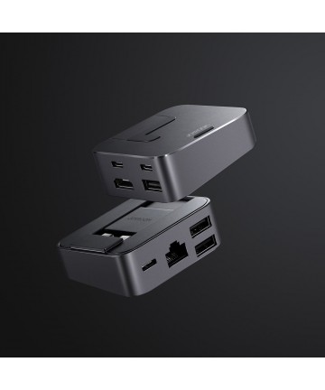 Hub Joyroom S-H121 USB-C stand - USB-A 3.0 / RJ45 / HDMI / USB-C / Thunderbolt for MacBook Pro - gray