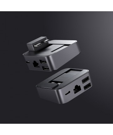 Hub Joyroom S-H121 USB-C stand - USB-A 3.0 / RJ45 / HDMI / USB-C / Thunderbolt for MacBook Pro - gray