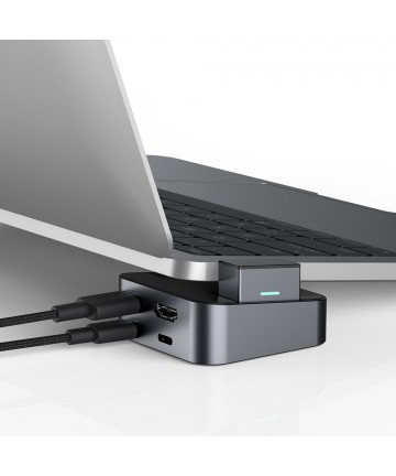 Hub Joyroom S-H121 USB-C stand - USB-A 3.0 / RJ45 / HDMI / USB-C / Thunderbolt for MacBook Pro - gray