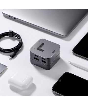 Hub Joyroom S-H121 USB-C stand - USB-A 3.0 / RJ45 / HDMI / USB-C / Thunderbolt for MacBook Pro - gray