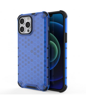 Honeycomb Case armor cover with TPU Bumper for iPhone 13 Pro Max blue