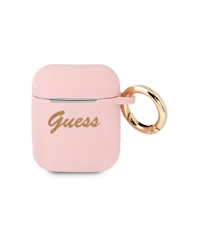 Guess GUA2SSSI AirPods cover pink/pink Silicone Vintage Script