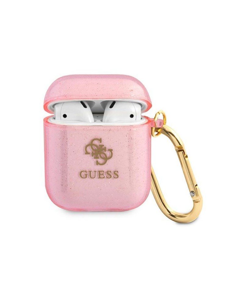 Guess GUA2UCG4GP AirPods cover pink/pink Glitter Collection
