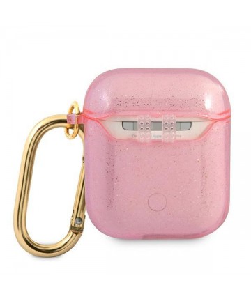 Guess GUA2UCG4GP AirPods cover pink/pink Glitter Collection
