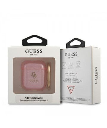 Guess GUA2UCG4GP AirPods cover pink/pink Glitter Collection