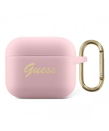 Guess GUA3SSSI AirPods 3 cover pink/pink Silicone Vintage Script