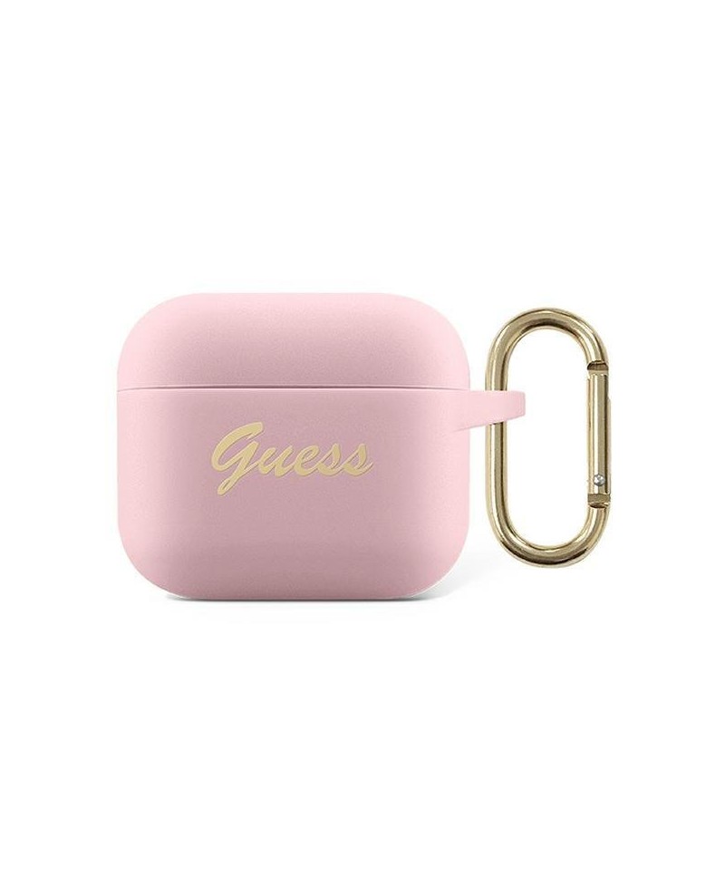 Guess GUA3SSSI AirPods 3 cover pink/pink Silicone Vintage Script