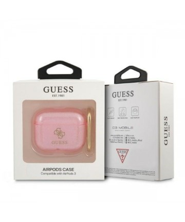 Guess GUA3UCG4GP AirPods 3 cover pink/pink Glitter Collection