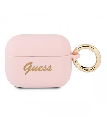 Guess GUAPSSSI AirPods Pro cover pink/pink Silicone Vintage Script