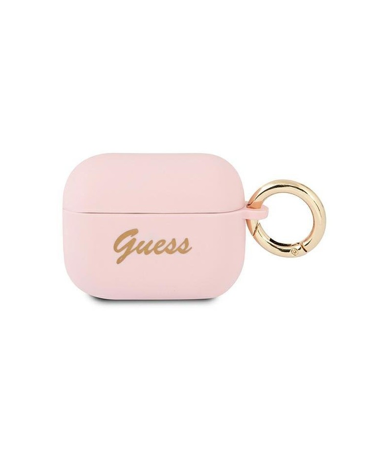 Guess GUAPSSSI AirPods Pro cover pink/pink Silicone Vintage Script