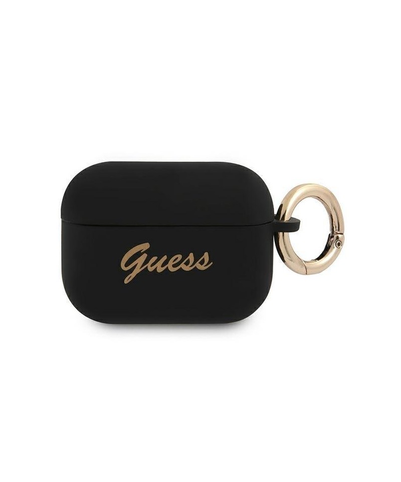 Guess GUAPSSSK AirPods Pro cover black/black Silicone Vintage Script