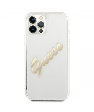 Guess GUHCP12LKTRSVGO iPhone 12 Pro Max 6.7" Transparent hardcase Vintage Script Gold