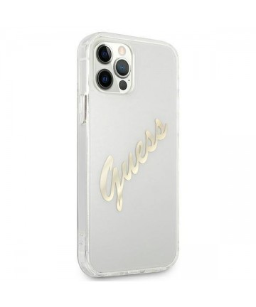 Guess GUHCP12LKTRSVGO iPhone 12 Pro Max 6.7" Transparent hardcase Vintage Script Gold