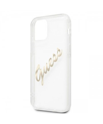 Guess GUHCP12LKTRSVGO iPhone 12 Pro Max 6.7" Transparent hardcase Vintage Script Gold