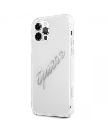 Guess GUHCP12LKTRSVSI iPhone 12 Pro Max 6.7" Transparent hardcase Vintage Script Silver