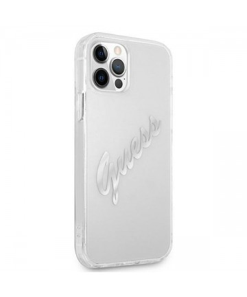 Guess GUHCP12LKTRSVSI iPhone 12 Pro Max 6.7" Transparent hardcase Vintage Script Silver