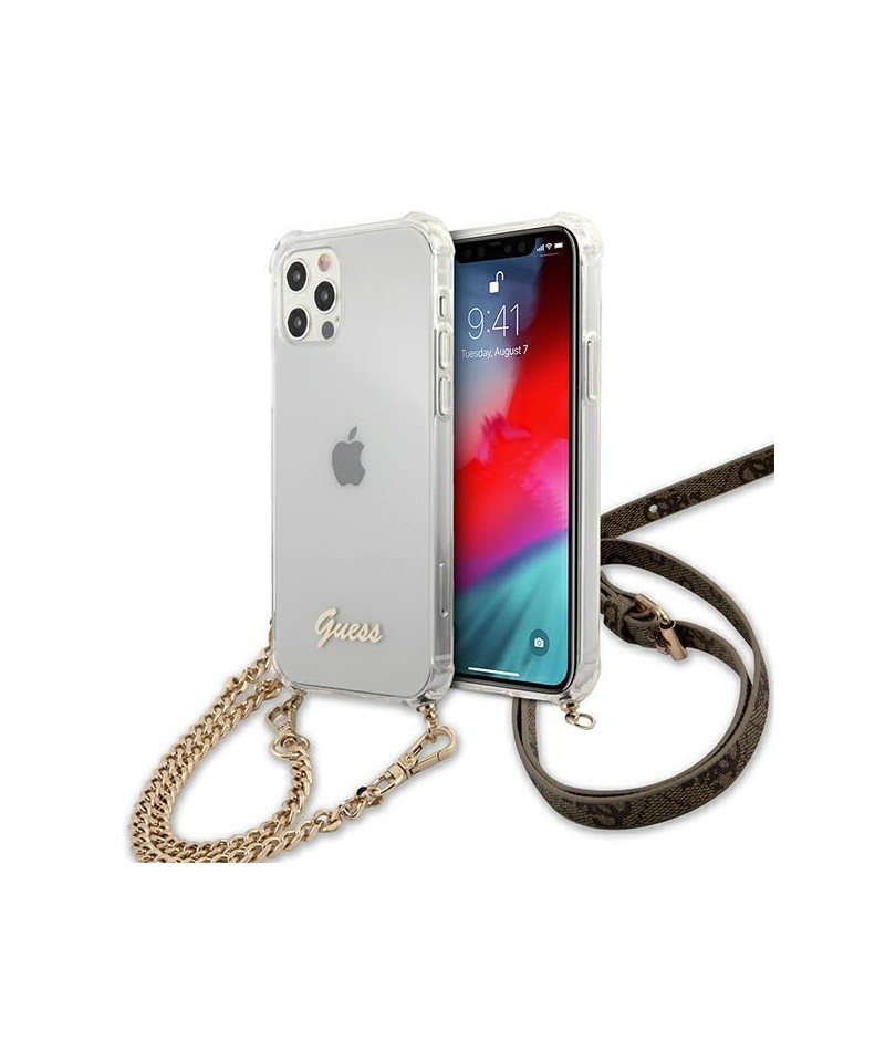 Guess GUHCP12MKC4GSGO iPhone 12/12 Pro 6.1" Transparent hard case 4G Gold Chain