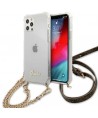 Guess GUHCP12MKC4GSGO iPhone 12/12 Pro 6.1" Transparent hard case 4G Gold Chain
