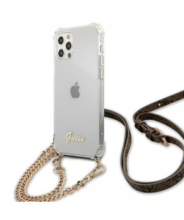 Guess GUHCP12MKC4GSGO iPhone 12/12 Pro 6.1" Transparent hard case 4G Gold Chain