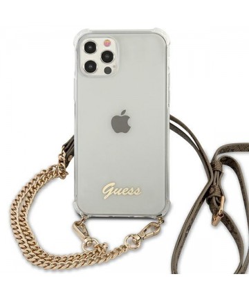 Guess GUHCP12MKC4GSGO iPhone 12/12 Pro 6.1" Transparent hard case 4G Gold Chain