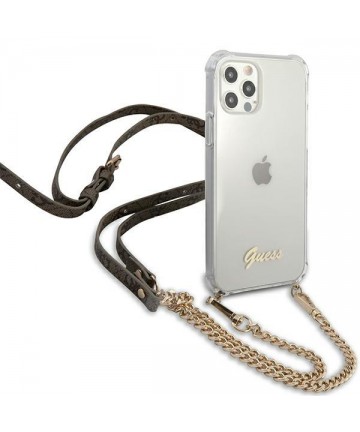 Guess GUHCP12MKC4GSGO iPhone 12/12 Pro 6.1" Transparent hard case 4G Gold Chain