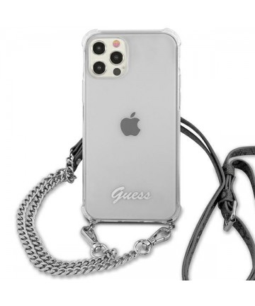 Guess GUHCP12MKC4GSSI iPhone 12/12 Pro 6.1" Transparent hardcase 4G Silver Chain