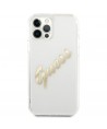 Guess GUHCP12MKTRSVGO iPhone 12/12 Pro 6.1" Transparent hardcase Vintage Script Gold