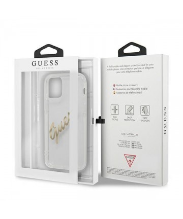 Guess GUHCP12MKTRSVGO iPhone 12/12 Pro 6.1" Transparent hardcase Vintage Script Gold