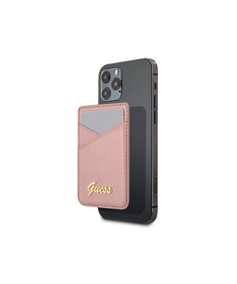 Guess Wallet Card Slot GUWMSSASLPI MagSafe Saffiano pink/pink