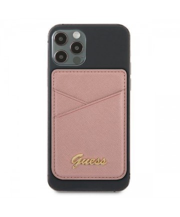 Guess Wallet Card Slot GUWMSSASLPI MagSafe Saffiano pink/pink