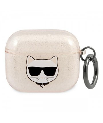 Karl Lagerfeld Glitter Choupette Case for AirPods 3 - Gold