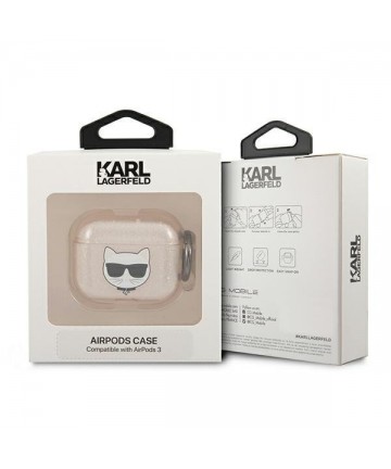 Karl Lagerfeld Glitter Choupette Case for AirPods 3 - Gold
