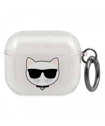 Karl Lagerfeld Glitter Choupette case for AirPods 3 - silver