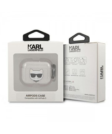 Karl Lagerfeld Glitter Choupette case for AirPods 3 - silver