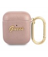 Guess GUA2SASMP AirPods cover pink/pink Saffiano Script Metal Collection