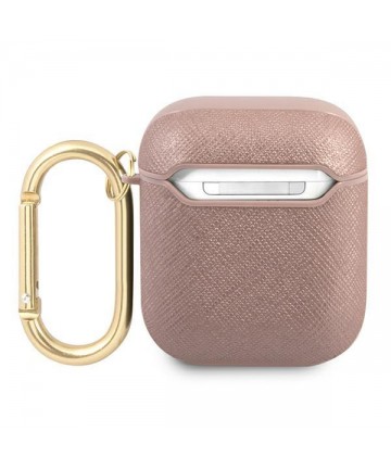 Guess GUA2SASMP AirPods cover pink/pink Saffiano Script Metal Collection
