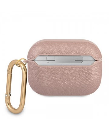 Guess GUAPSASMP AirPods Pro cover pink/pink Saffiano Script Metal Collection
