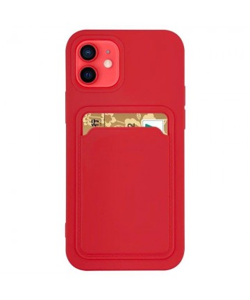 Card Case Silicone Wallet Case With Card Slot Documents For Samsung Galaxy S21 + 5G (S21 Plus 5G) Red