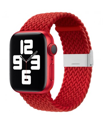 Strap Fabric Watch Band Ultra / 8/7/6 / SE / 5/4/3/2 (49mm / 45mm / 44mm / 42mm) Braided Fabric Strap Watch Bracelet Red