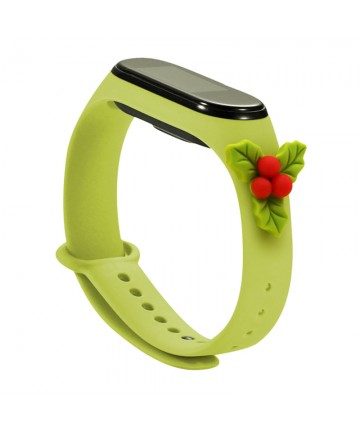 Strap Xmas Wristband for Xiaomi Mi Band 4 / Mi Band 3 Christmas Silicone Strap Bracelet Green (Mistletoe)