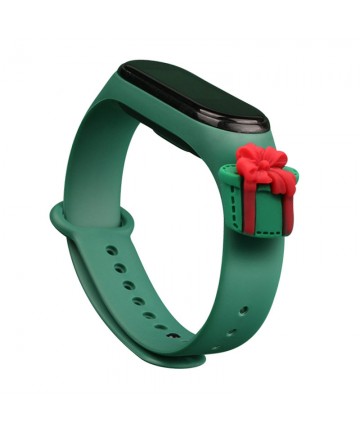 Strap Xmas Wristband for Xiaomi Mi Band 4 / Mi Band 3 Christmas Silicone Strap Bracelet Dark Green (Gift)