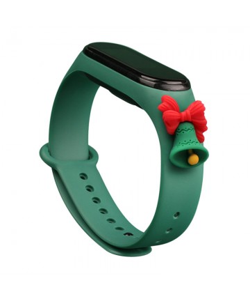 Strap Xmas Wristband for Xiaomi Mi Band 4 / Mi Band 3 Christmas Silicone Strap Bracelet Dark Green (Bell)