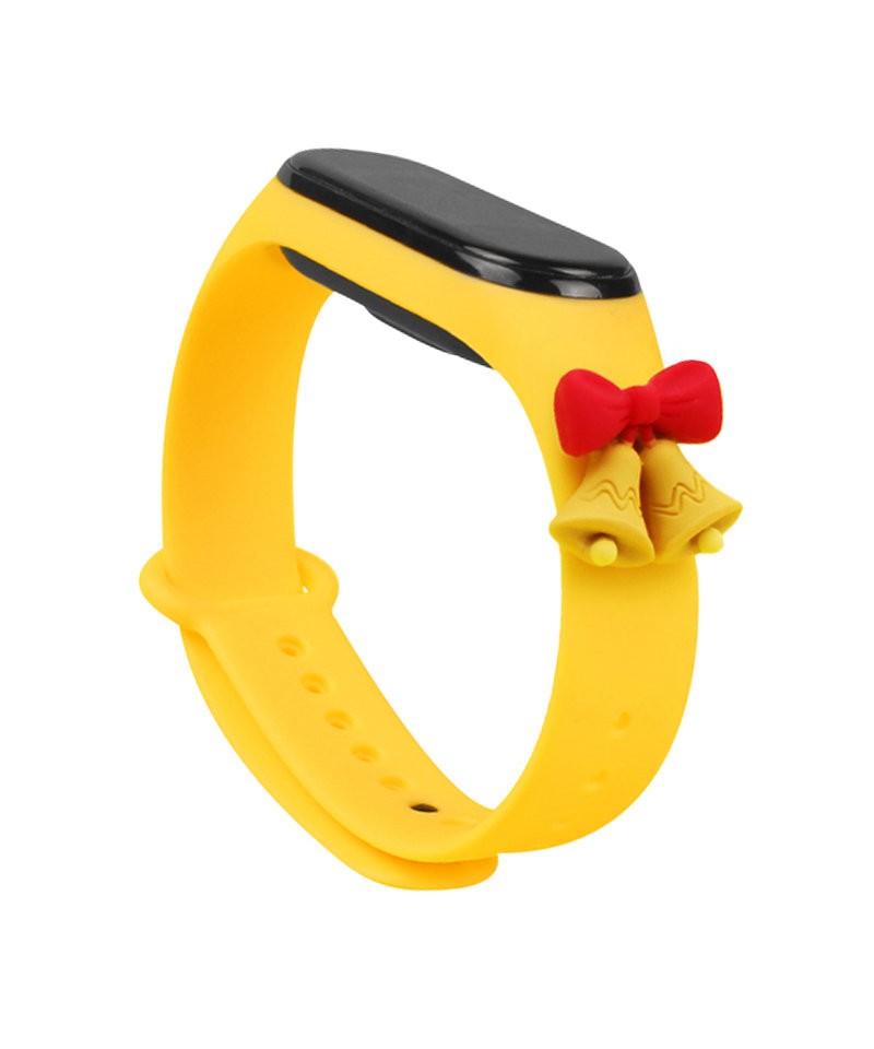 Strap Xmas for Xiaomi Mi Band 3 / 4 Christmas Silicone Bracelet Strap with Bells - Yellow